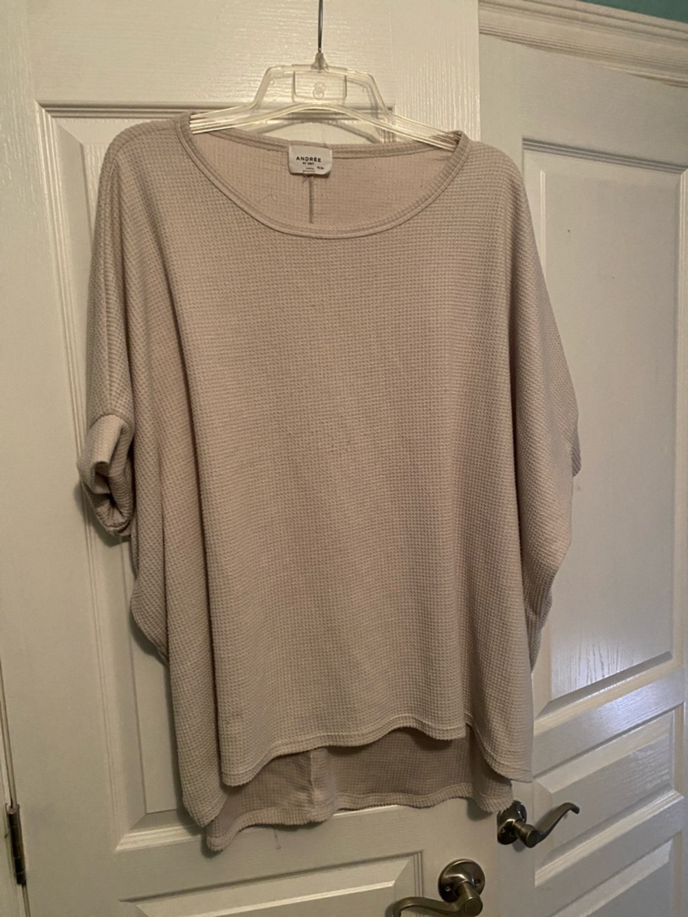 Andree Neutral Waffle Knit Dolman Top - Taupe
